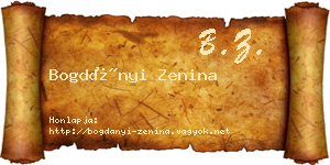 Bogdányi Zenina névjegykártya